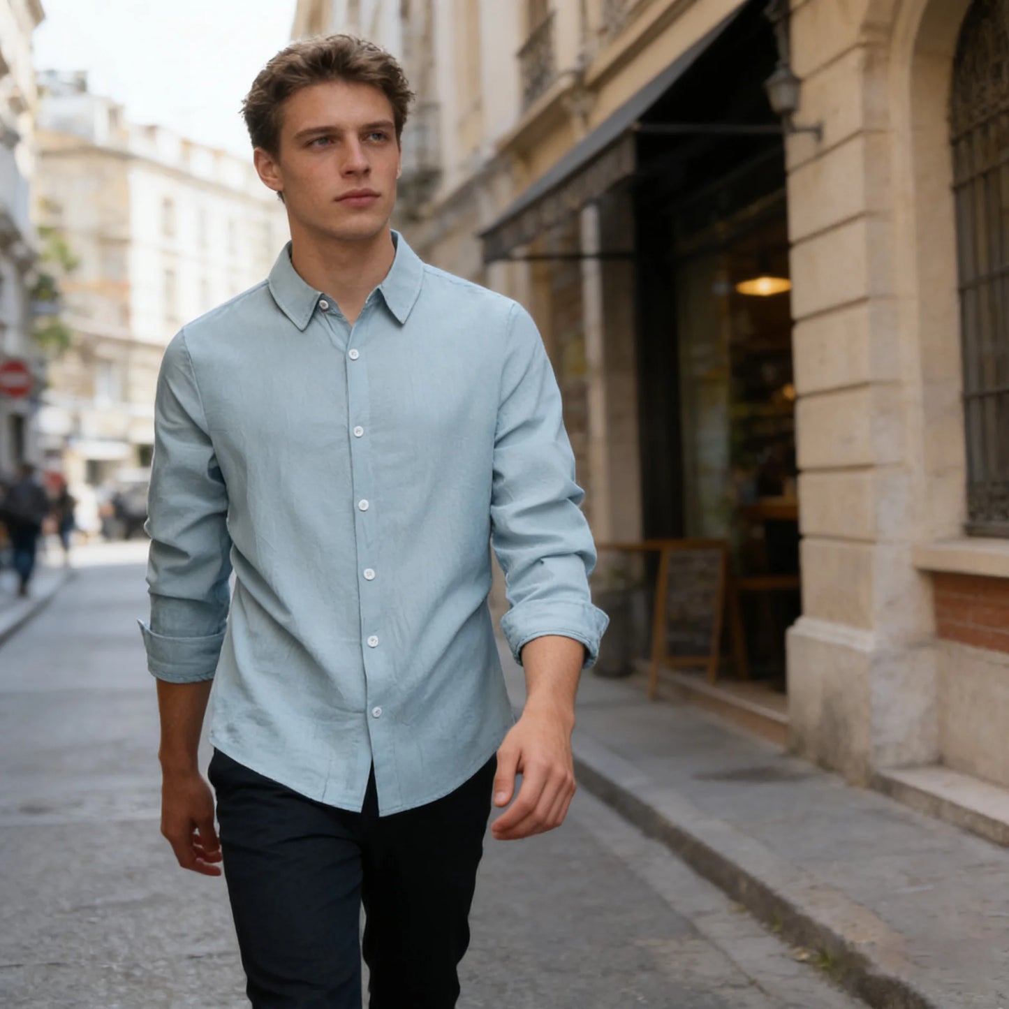 100% Linen Cotton Shirt Men Casual Fashion Male Clothing High Quality Tops Black /White / colors.  Shirts for  casual or Business.   Long Sleeve Shirt for  Men