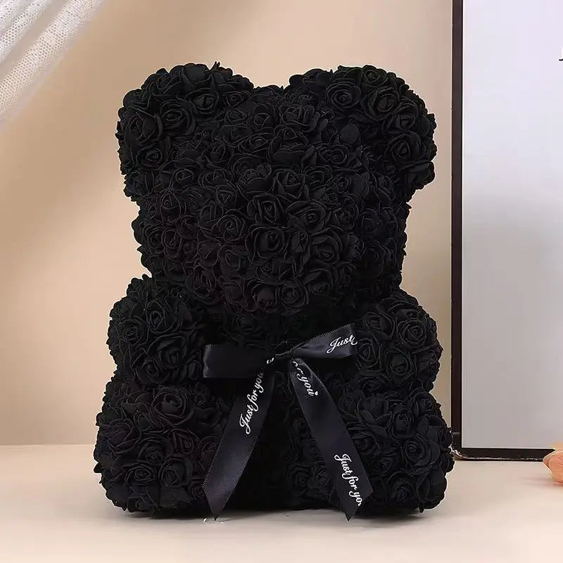 25cm Artificial Teddy Rose Flower Bear with Box.   Romantic Valentines Day Gift for Girlfriend,  Teen , Women Anniversary or Wedding Party