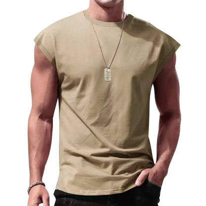men's summer sleeveless t-shirt,  casual,  loose,  solid colors,  thin shoulder t-shirt sport