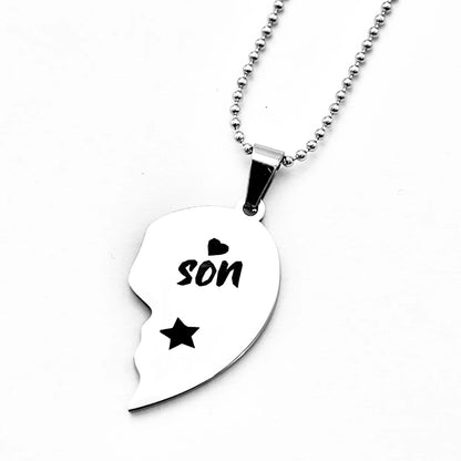 2Pcs/Set Mothe/ Daughter /Son Heart Puzzle Pendant Necklaces Stainless Steel Sun Moon Choker for Mom Children Birthday, Mothers Day
