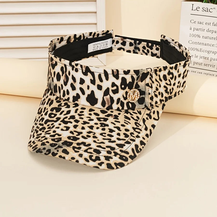 Women's Summer Adjustable Hollow Top Baseball Cap in s  Leopard Prints, Sun Visor,  Breathable,  UV Protection