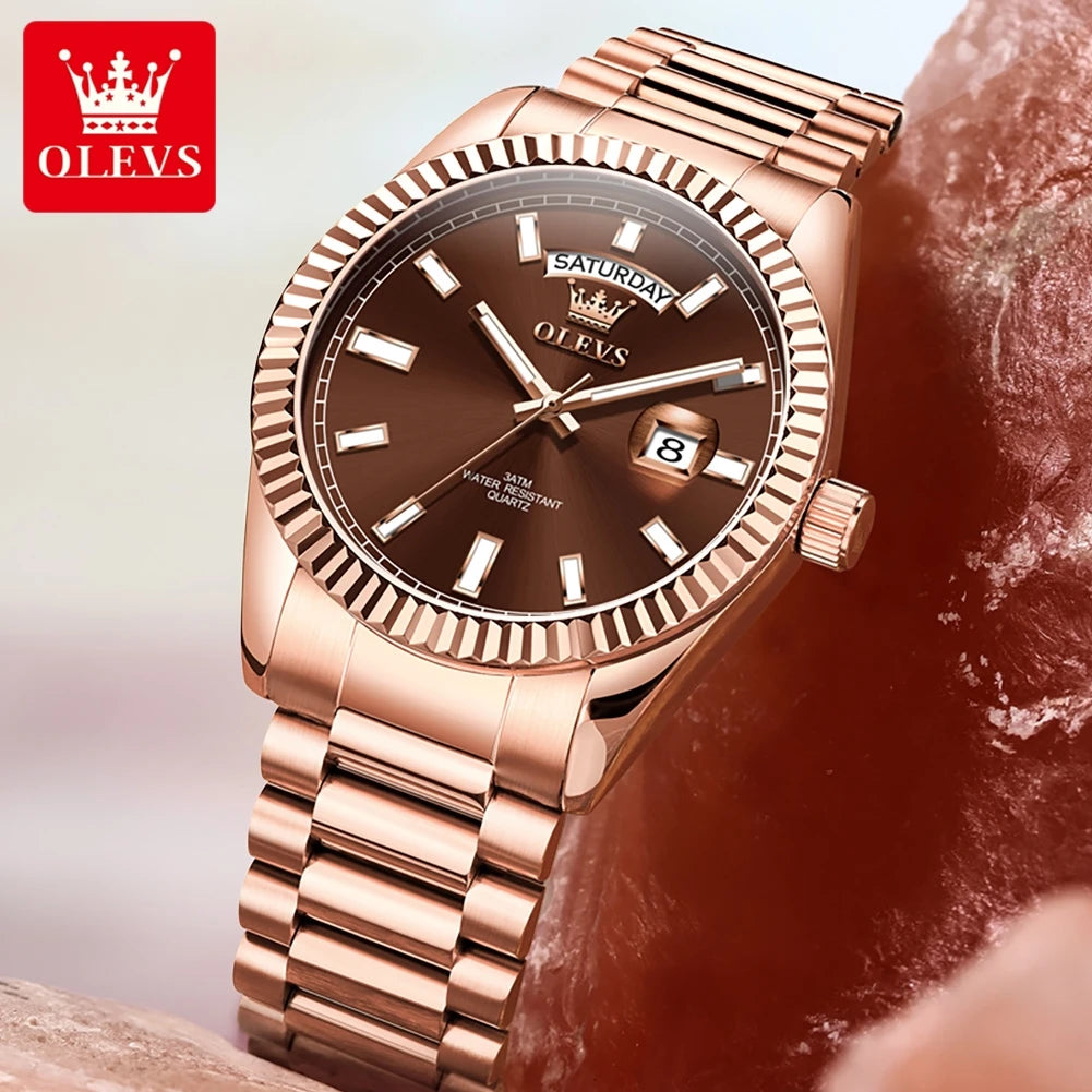 Men's Watch,  Top Brand Luxury Wrist Watch For Men , Fashion Rose Gold,  Stainless Steel,  Waterproof Watch, Day /Date /Quartz Clock.  Good availabilty!!!