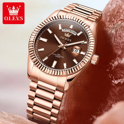 Men's Watch,  Top Brand Luxury Wrist Watch For Men , Fashion Rose Gold,  Stainless Steel,  Waterproof Watch, Day /Date /Quartz Clock.  Good availabilty!!!