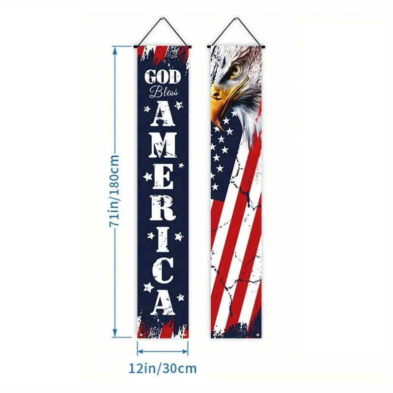Independence Day  Memorial Day, Vetereans Day, Hanging Flag Banner , Outdoor/ Indoor  Patriotic Decor Family Party, Porch, Yard,  Garden,  Red White Blue USA Flag Decorations