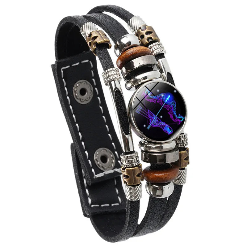 Constellations Luminous Leather Bracelet,  Retro Multi-layer Beaded Leather Bracelet,  Jewelry Gifts for Men /Women /Couples.  The Zodiac signs  numbers are all. Pretty Low so if you need some gifts, do hurry!!!