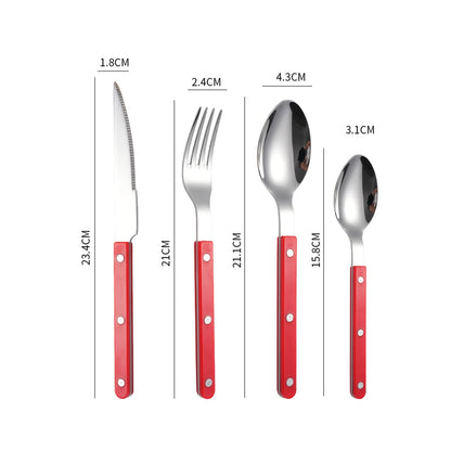 Fashion New Colorful Handle 304 Cutlery Set 18/10 Stainless Steel Creativity Gift Flatware Knife Fork Spoon Drop Ship