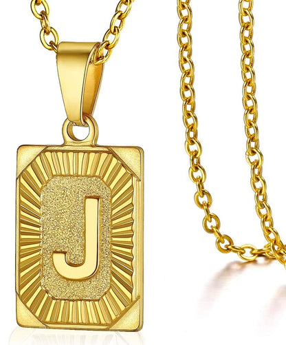 Initial Pendant Necklace for Women/MEN.  Simple Stainless Steel Cuba Link Charm.  Letter Square Neckla Jewelry 
MATHCING  Giftts