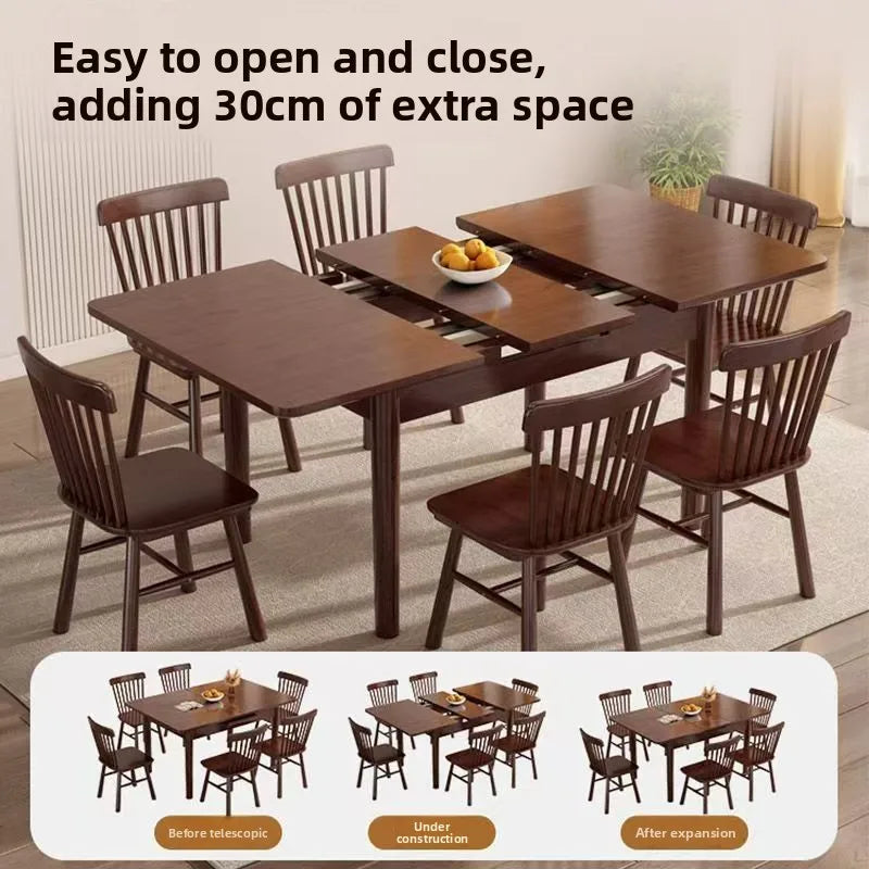 Extendable Wooden Dining Table,  Kitchen/Dining Room Furniture.  Adjustable Size 90/100/120cm Walnut Space Saving Table