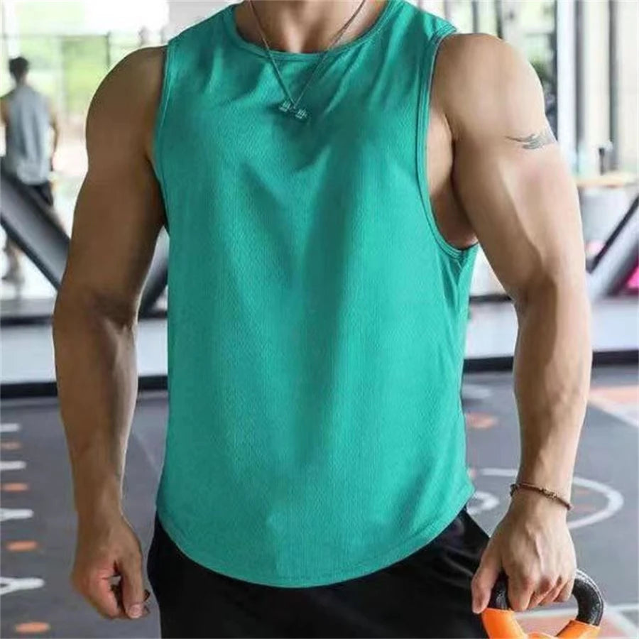 Mens Sleeveless Shirt,  Polyester Mesh Material,  Quick Dry  and Breathable  Workout Fitness