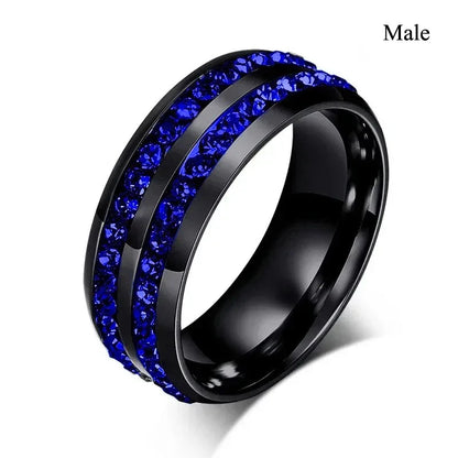 Fashion Couple Rings Men's CZ Stainless Steel Ring, Womens  Heart Cut Crystal Rhinestones Ring Set Wedding  Annniversary, Engagement Jewelry