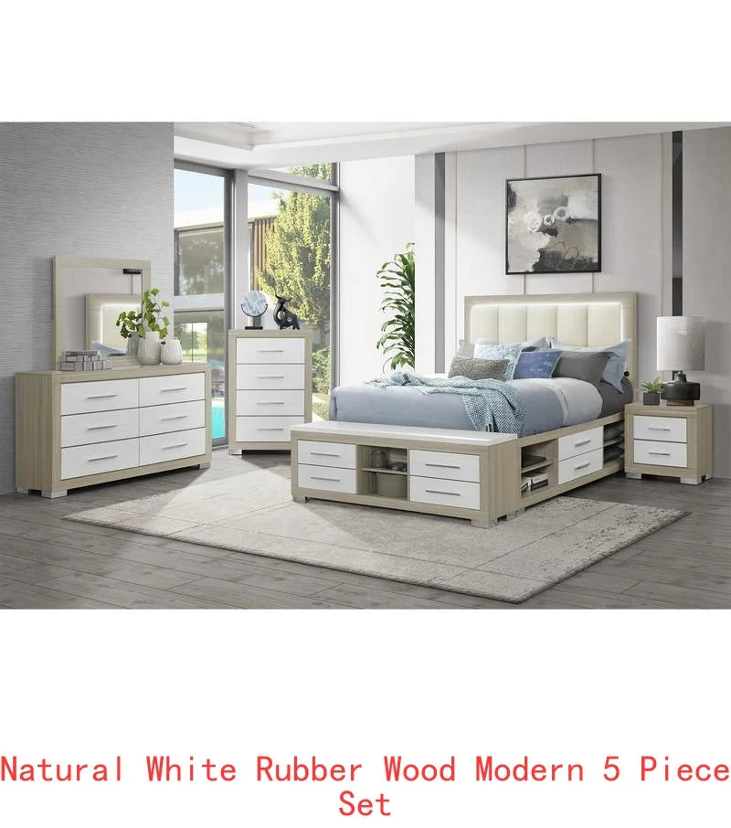 5-Piece Natural White King Bedroom Set