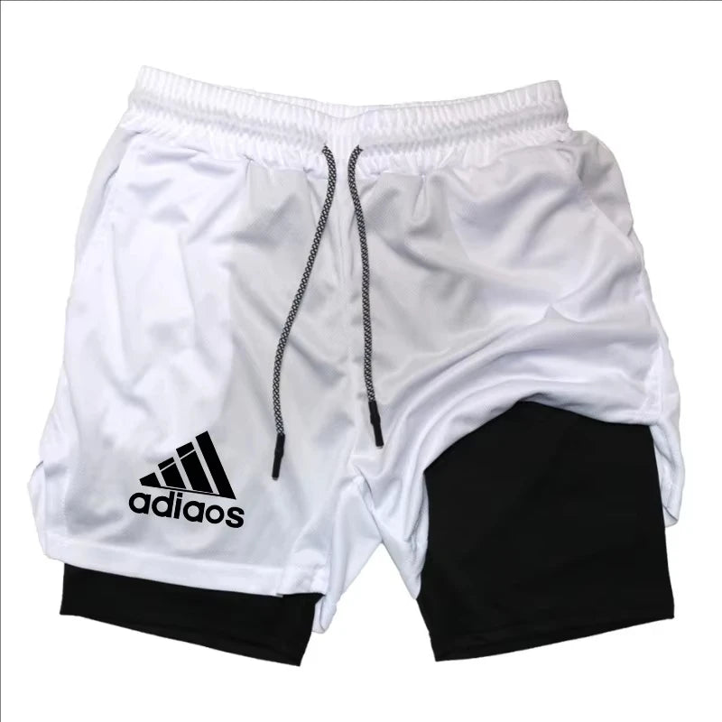 Men's Compression Shorts,  Summer Gym Fitness, Running,  Training Sports Shorts,  Two-In-One Mesh, Breathable and, Quick-Drying Shorts