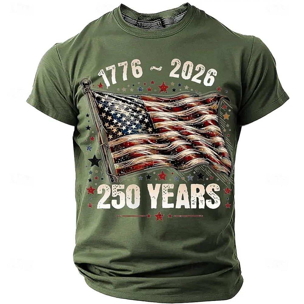 America 250th Birthday Eagle Flag 250 Years 1776-2026,  PRINTED Unisex Men's  and Womens T-Shirt, Casual  Vintage -style Clothing