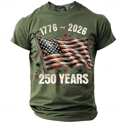 America 250th Birthday Eagle Flag 250 Years 1776-2026,  PRINTED Unisex Men's  and Womens T-Shirt, Casual  Vintage -style Clothing