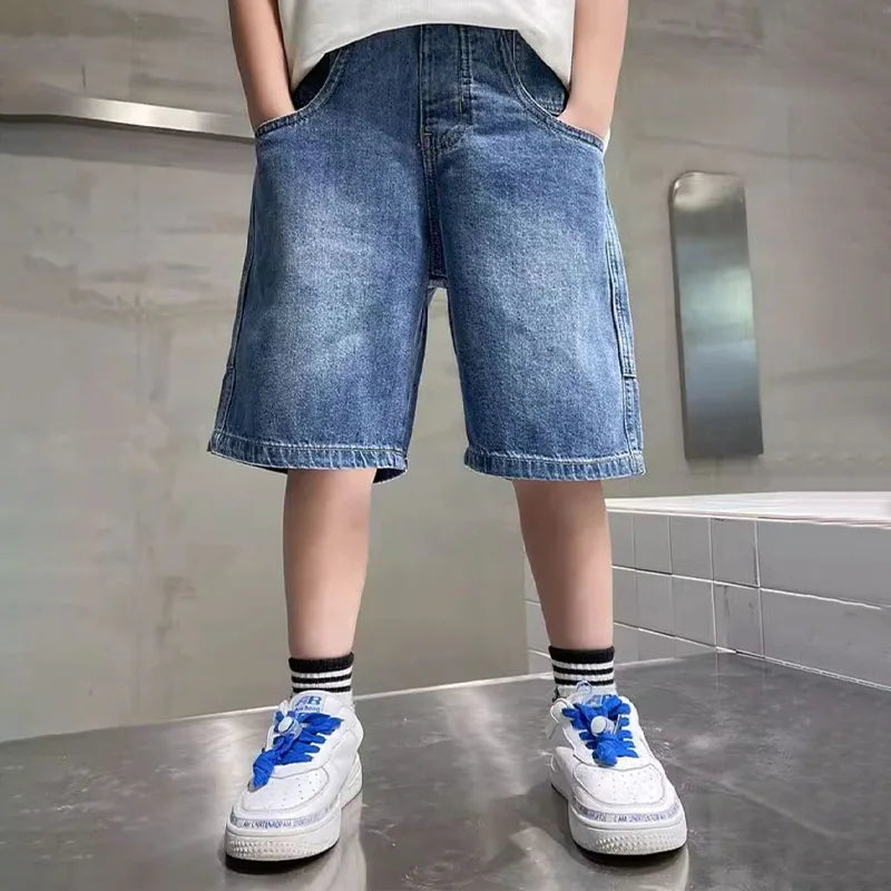 Boys Summer Fashion Denim Shorts, Casual, Loose, Thin,  Knee-Length Trousers for 3-12 Years, Outdoor Jeans /Pants
