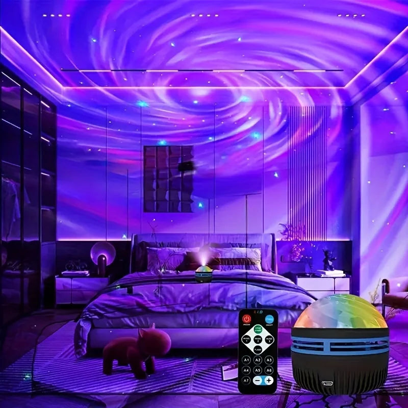 LED NightLights Galaxy Projector,  Remote Control 5V USB Rechargeable, Starry Sky Lamp,  DMX Sound Active, 7 Modes.  Bedroom Family Room