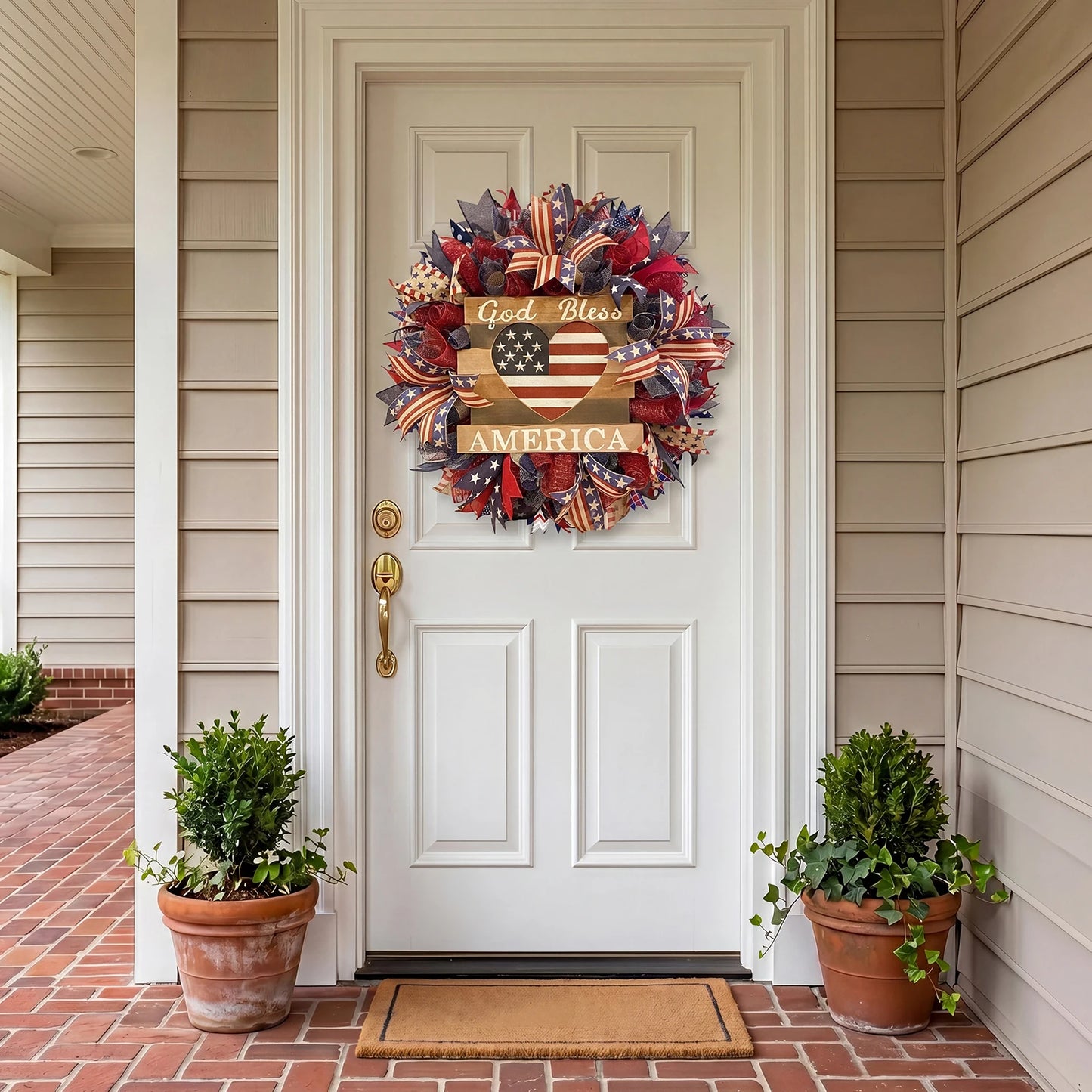 16 Inch 250th Anniversary Patriotic Wreath.  American Flag Theme,  Garland for Patriotic  Day s.  Window /Wall Decoration