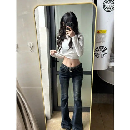 Vintage American Fleece Lined, Flared Jeans  for Women/Girls High Waist,  Long Pants, Casual Cotton Denim Jeans