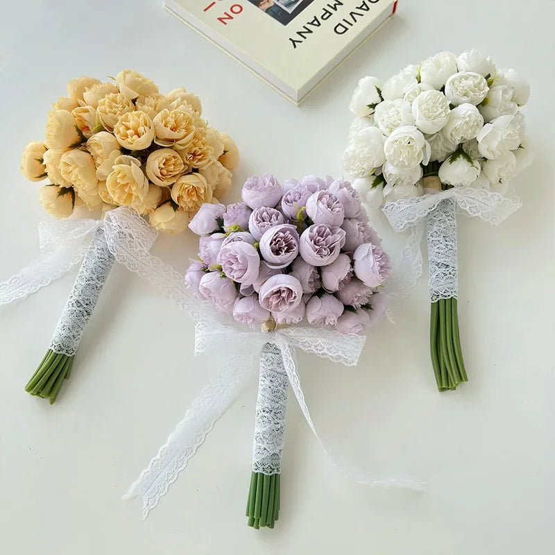 Rose Pink Peony Artificial Flowers, Silk Bouquet.  for Table Vase Arrange Home , Valentines Day, Wedding , Etc.