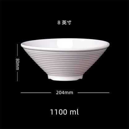 Japanese Hat Shape Bowls. White Melamine Large Ramen Rice Noodle/ Soup Bowl.