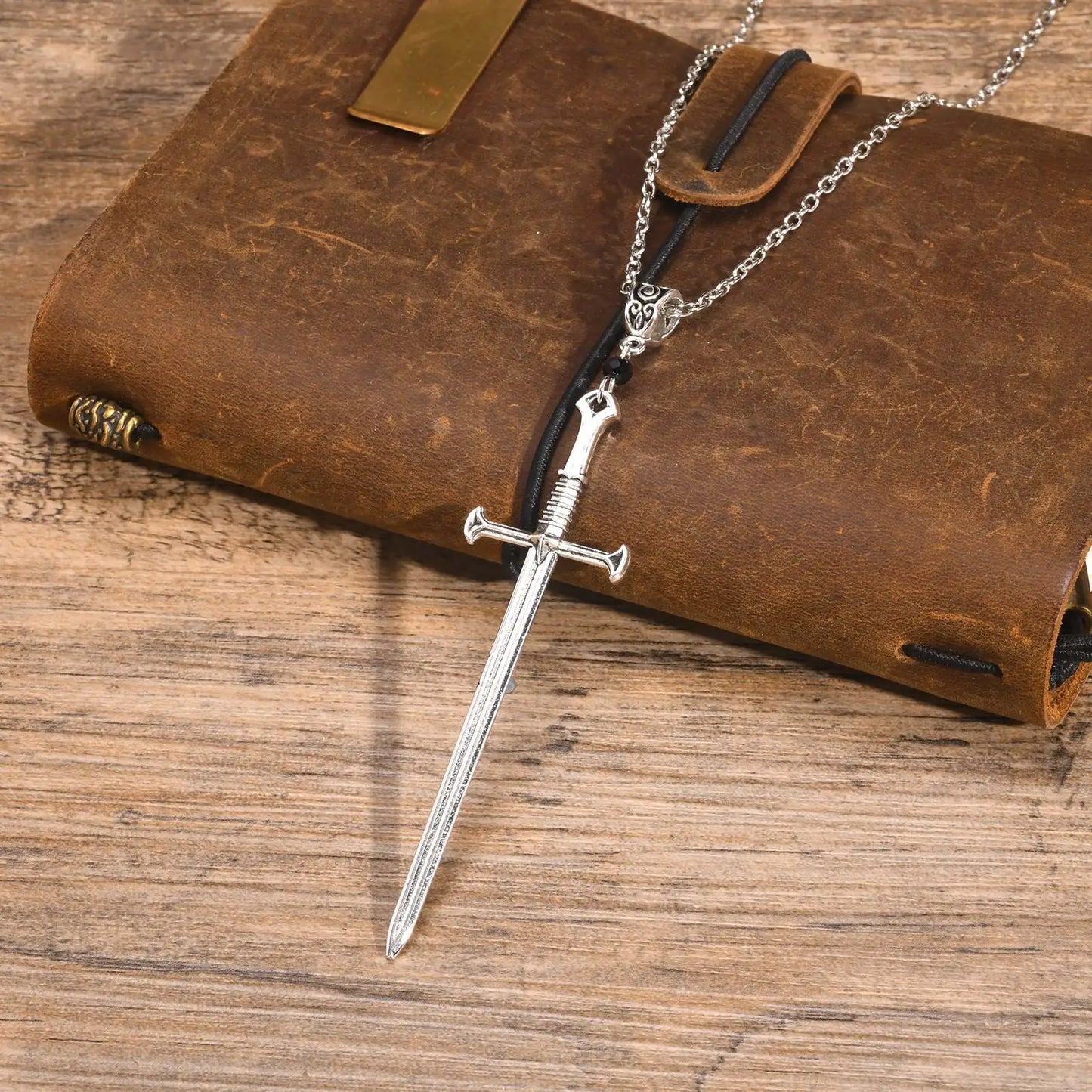 Vnox Mens Punk Rock Sword Cross Pendant Necklaces, Retro Gothic Long Knife Necklace Hip Hop Jewelry for Women Teens