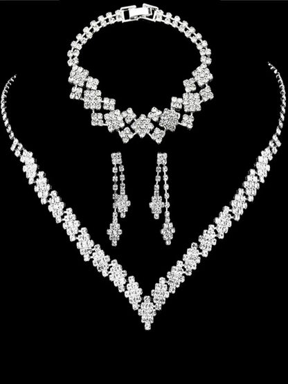 Fashionable silver plated rhinestone folding tassel earrings, necklace bracelet for weddings, Holidays, any Special Occasion such as Mothers Day!