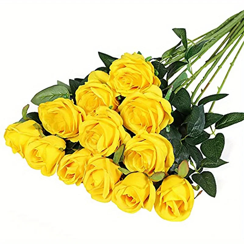 12pcs Realistic Artificial Rose Bouquet for Valentines Day, Weddings, Birthdays, and More  for Floral Arrangements