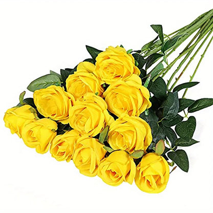 12pcs Realistic Artificial Rose Bouquet for Valentines Day, Weddings, Birthdays, and More  for Floral Arrangements