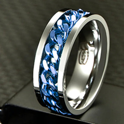 Cool Stainless Steel Rotatable  MENS/WOMENS Ring . High Quality Spinner Chain Punk Jewelry Style