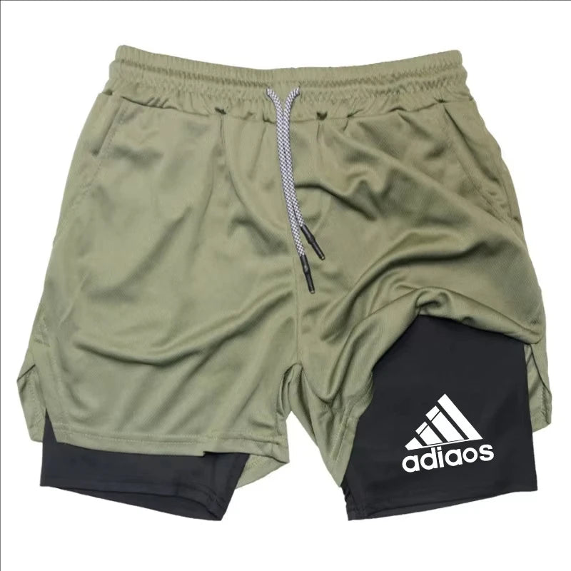 Men's Compression Shorts,  Summer Gym Fitness, Running,  Training Sports Shorts,  Two-In-One Mesh, Breathable and, Quick-Drying Shorts