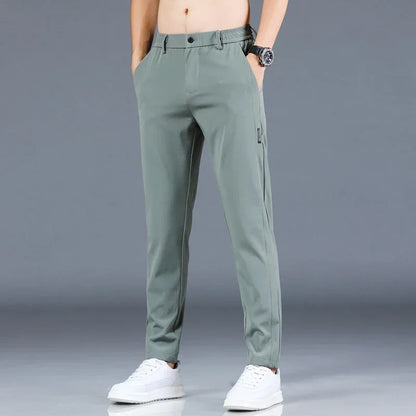 New  summer Thin Ice Silk Stretch Men's Pants,  Casual,  Elastic Waist, Smooth Trouse in  5 Colours