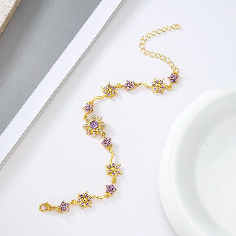 Sunflower Bracelet with Shiny Zirconia.  Great Mothers Day Gift, Holiday Gift Gift  for Birhday Gift.