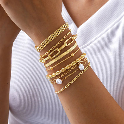Waterproof Stainless Steel Chain Bracelets For Women.  Gold Plated Fashion and   Stackable Link Bracelet Gifts.  Great Gift for MOTHERS DAY
