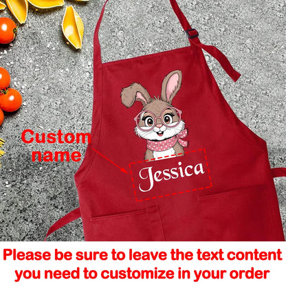 Personalized Easter Bunny Children's Apron, Spring Kitchen Supplies,  Holiday Home Decoration Love Baking for Kids, Cute Easter Gift