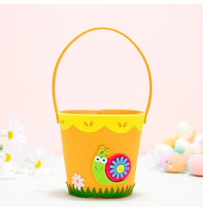 2025 Non-woven Fabric Easter Basket,  Kids Color Eggs Bucket, Welcome Spring Insect Butterfly Party, Happy Easter