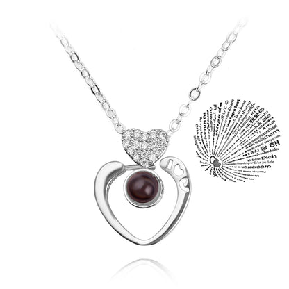 Love Heart Necklace  IN 100 Languages FOR  " I Love You".   Projection Pendant Jewelry For Mom Girlfriend Birthday Christmas Romantic Gifts