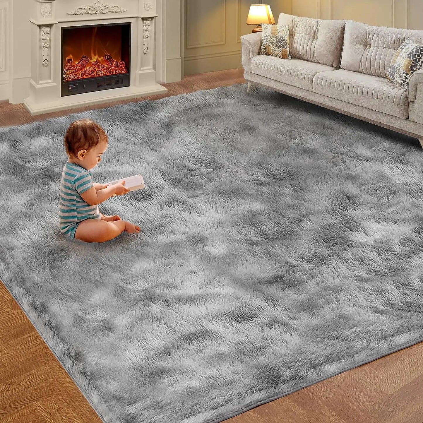 Tie-Dye Plush Carpet Living Room, Bedroom Room, Soft Fluffy Home Mat  for Children's Room Baby Crawling  and Non-Slip Blanket