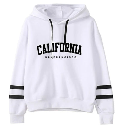 California Womens Tracksuit Casual Stripe on Versatile Hooded Sweatshirt or Pants or Suit.  Simplicity  for  Street Outfits S-3XL