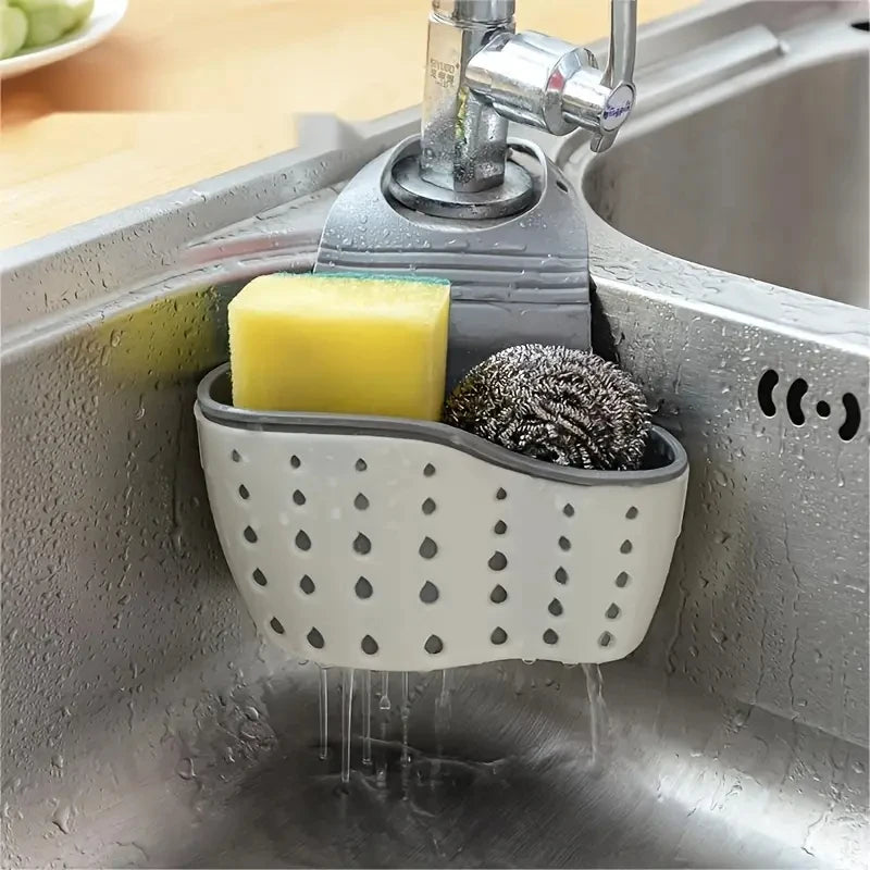 Sink Draining Hanging Basket Adjustable Kitchen Accessories Rubber Sink Bag Soap Sponge Shelf Faucet Holder for Bathroom