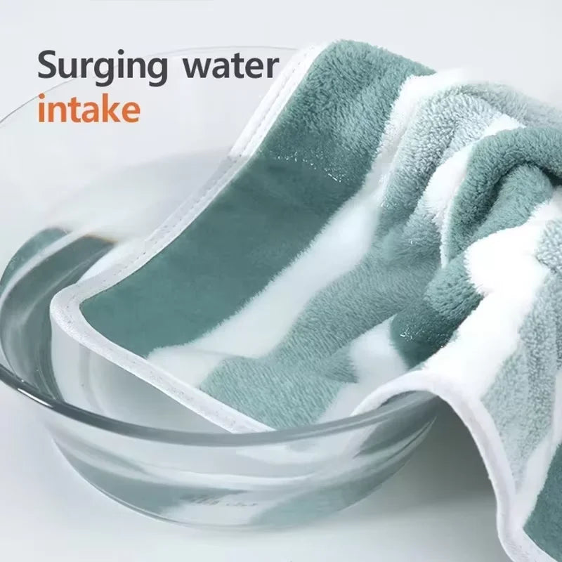 6 Pcs Striped Quick-Dry Absorbent Towel Set - 2 Bath Towels 2 Face Towels 2 Washcloths, Soft Bathroom Linens for Home, Hotel,