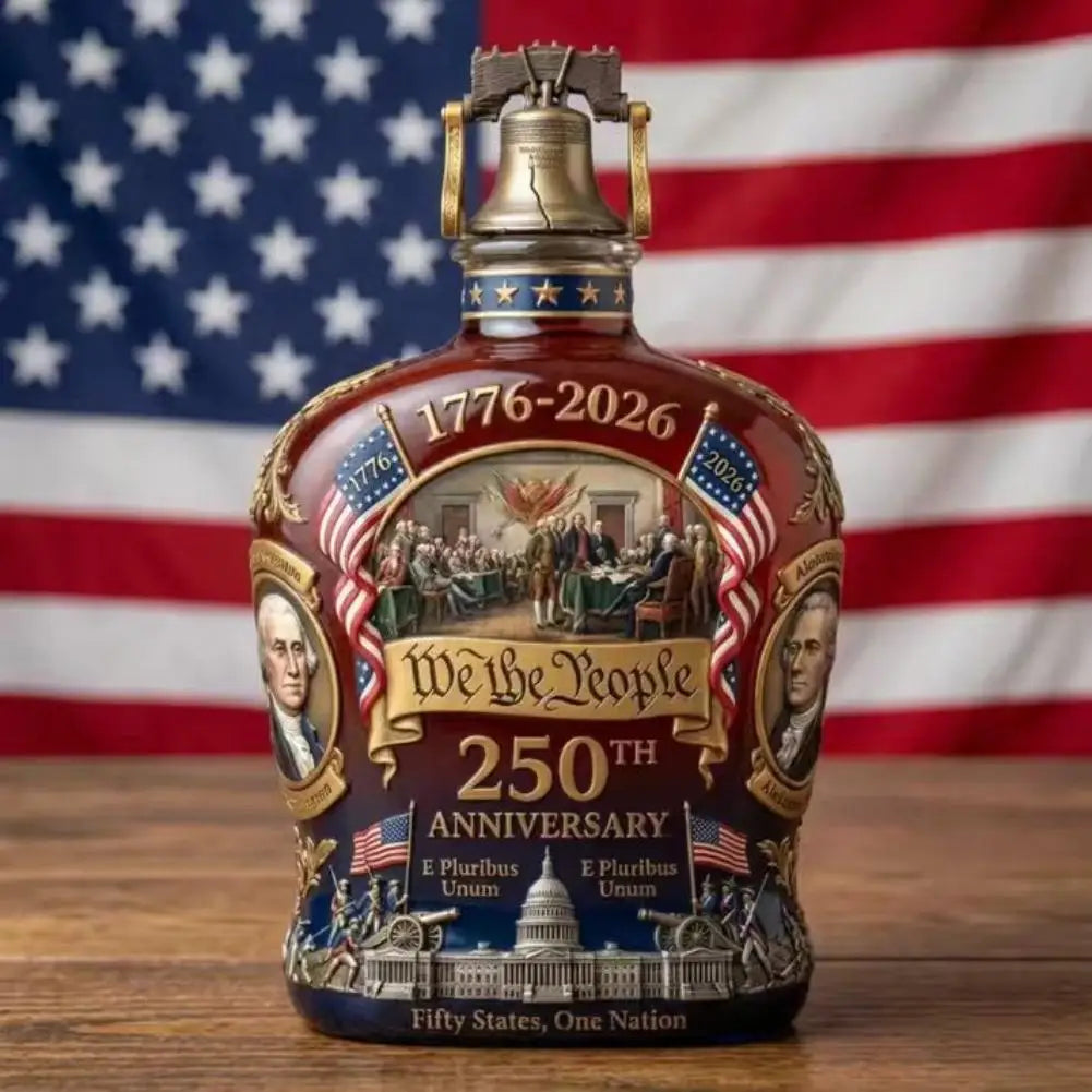 High Quality 250TH Anniversary Whisky Bottle,  Exquisite Embossed Craftsmanship Decoration.  Patriotic Whiskey Decanter.  One or Two Pieces.