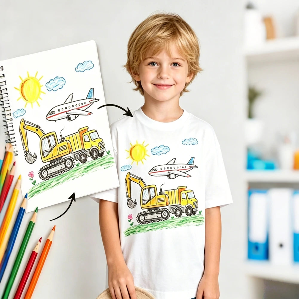 Custom Kids T-Shirt,  Blank Drawing Shirt for Personalized Design, Logo/ Photo or Text.   Childrens,  Boy /Girl Art Shirt