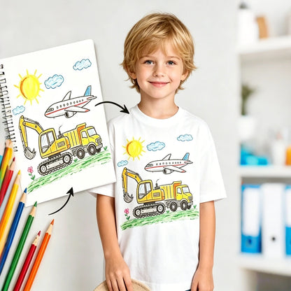 Custom Kids T-Shirt,  Blank Drawing Shirt for Personalized Design, Logo/ Photo or Text.   Childrens,  Boy /Girl Art Shirt