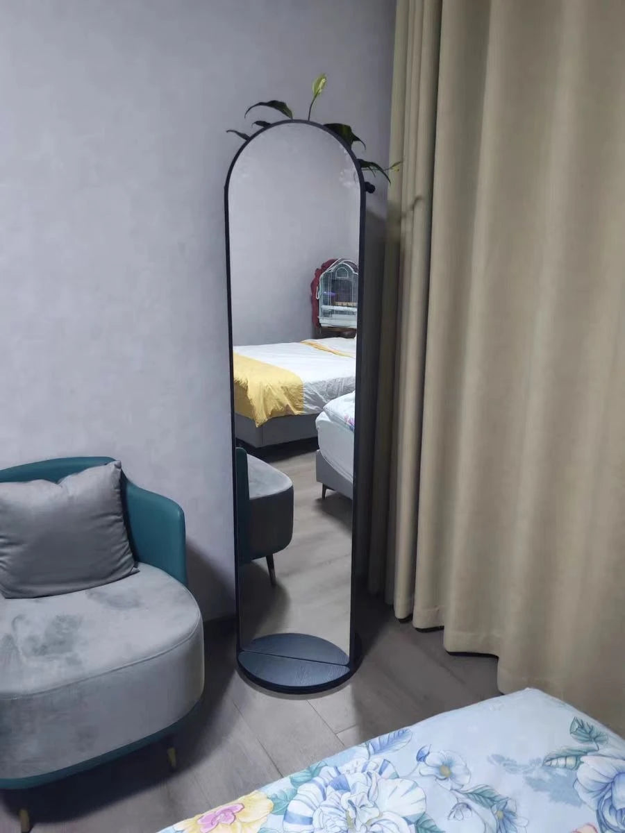 360° Rotating Full Length Floor Mirror with Storage Shelves,  Modern Standing Dressing Mirror for Living Room  or  Bedroom Furniture