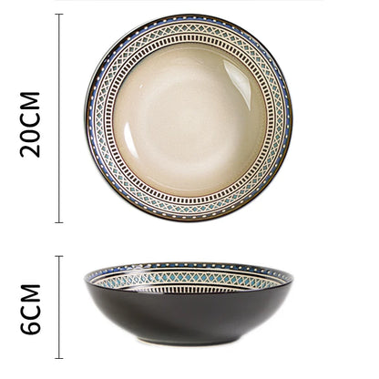 Japanese rural ceramic tableware Vine leaf soup bowl Lamian Noodles bowls Hot vegetable bowls Cover and pour rice bowl bowl set