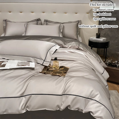 4pcs Embroidery Bedding Set for adults Bedroom,  Egyptian Cotton Duvet Cover,  Pillowcases Bedspread,  Simple Bed Sheet Set.