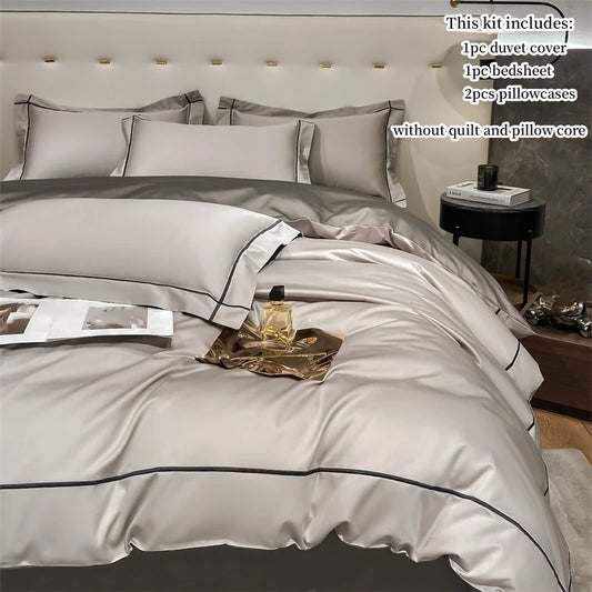 4pcs Embroidery Bedding Set for adults Bedroom,  Egyptian Cotton Duvet Cover,  Pillowcases Bedspread,  Simple Bed Sheet Set.