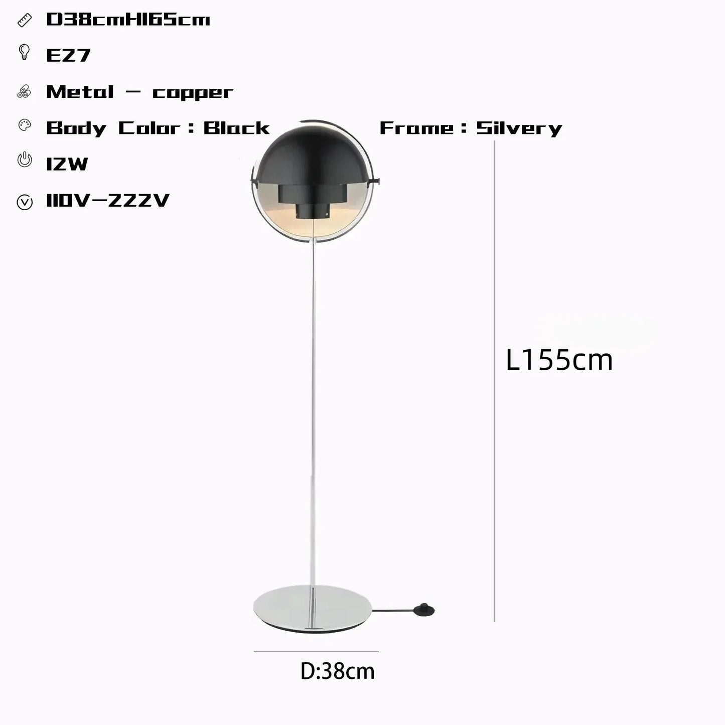 Modern Gubi Floor Lamps For Living Room, Home Decor Designer with Black Gold Metal Standing Lights