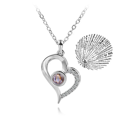Projection Necklace 100 Languages  for I Love You. Pendant Necklaces For Lover Girlfriend, Creative, Couples Romantic Jewelry Gifts