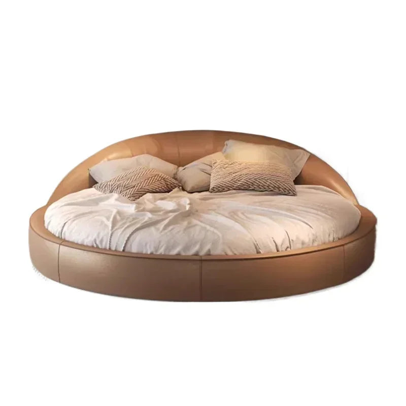 Italian Minimalist Aesthetics,  Round Bed, Light Luxury, Cream Wind Princess Bed,  Wedding Bedroom, Sleeping Home Furniture